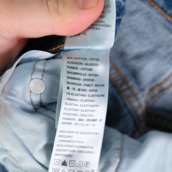 Levis 501 Jeans Womens 28 Blue Straight Leg Button Fly Heavyweight Classic 30L - Picture 10 of 13